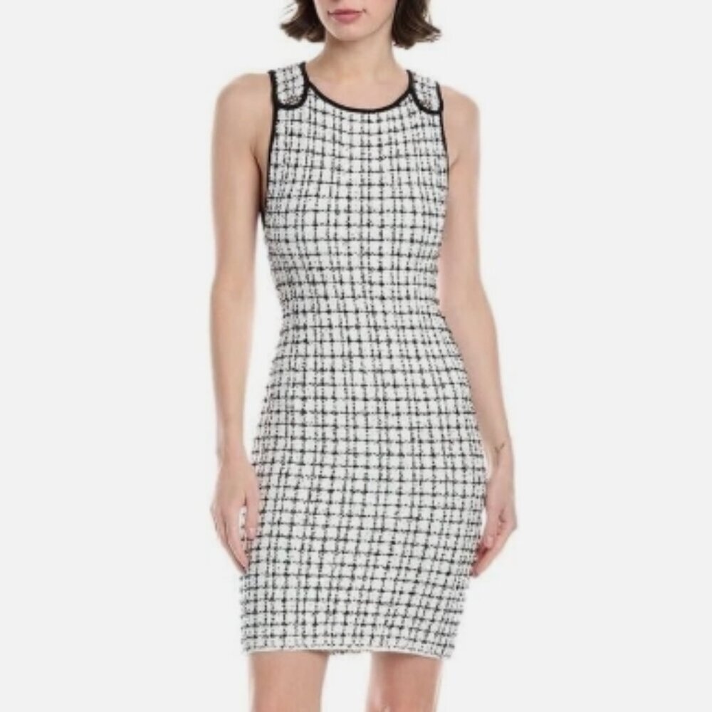 Alice + Olivia Talulah Tweed Mini Dress – Soft White/Black – Size S – NWT